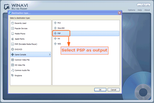 Load bluray and convert bluray to psp - screenshot