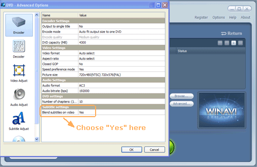 choose blend subtitle to convert - screenshot