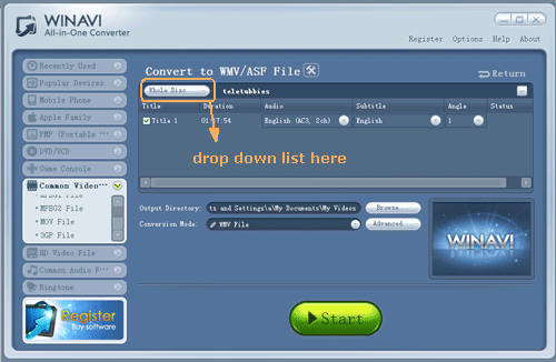 select the ways to input DVD file - screenshot