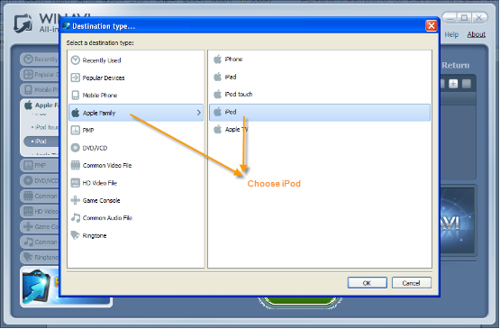 WinAVI All-In-One Video Converter import flv files to convert to ipod - screenshot