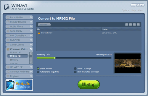 convert mov file with rm converter - screenshot