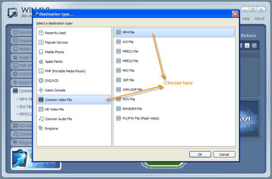 WinAVI All-In-One Video Converter import wmv files to convert mp4 - screenshot