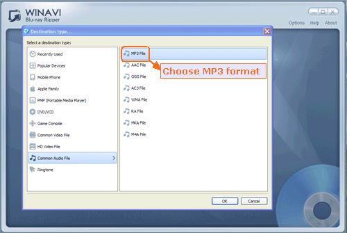 import bluray file to convert bluray to mp3 - screenshot