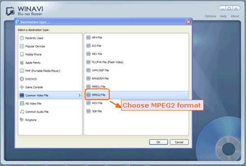 load bluray  file to convert bluray to mpeg2 - screenshot