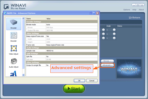 Advanced settings for ripping Bluray to RMVB/RM- screenshot