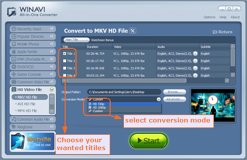 convert Bluray to HD MKV- screenshot
