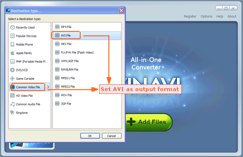 Input Flash FLV file and convert FLV to AVI format -screenshot