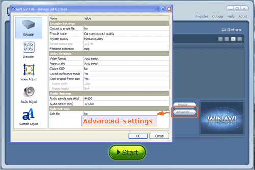 rm converter advanced settings - screenshot